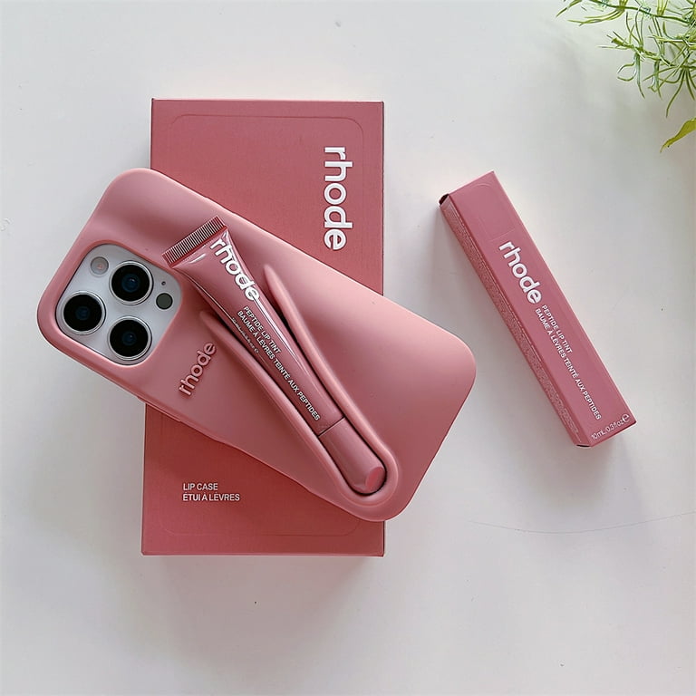 For Rhod E Lipstick Holder Ribbon Espresso Toast Silicone Phone Case for IPhone 11 12 13 14 15 16 Pro Max Plus 16E Protective Cover