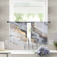 thumbnail image 3 of Gray Ombre Marble Semi Sheer Curtains 54 Inch Length 2 Panels Set, Abstract Art Contemporary Sheer Kitchen Curtain Privacy Voile Window Curtain for Living Room Bedroom Rod Pocket Drapes, 3 of 7