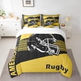 thumbnail image 2 of Erosebridal Football Theme 7 Piece Bedding Set Twin Size Rugby Game Comforter Set with Sheets Teens Sport Helmet Bed in a Bag Black Yellow Bed Set, 2 of 5