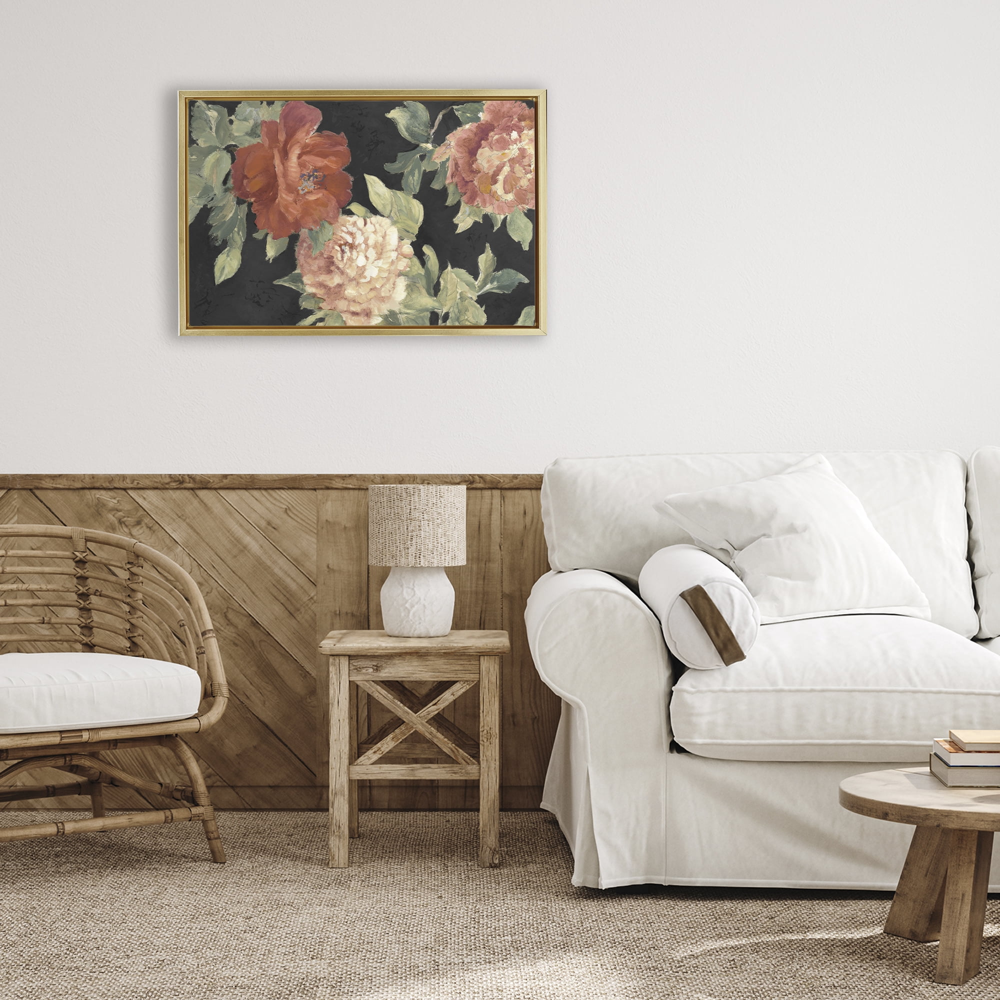 Stupell Industries Beauty of the Red Blossom Gold Framed Floater Canvas Wall Art, design by Lanie Loreth
