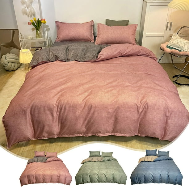 Mejor set de ropa de cama twin XL para residencias universitarias - Set de sábanas de poliéster lavado y suave de 4 piezas en rosa, verde y azul - transpirable, reversible y fácil de cuidar