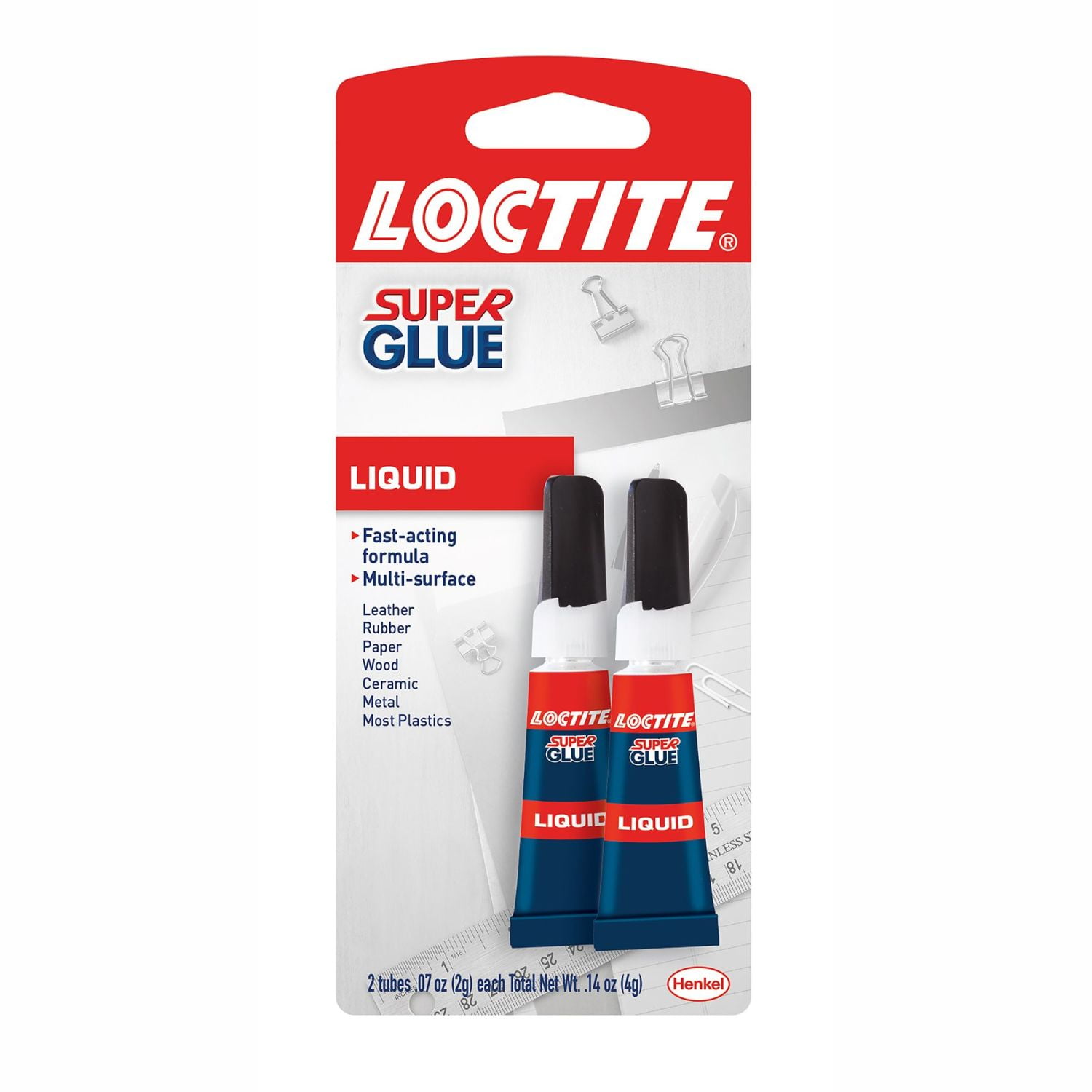Loctite Super Glue Liquid Tube, 1 Pack of 2 Tubes, Clear 0.07 oz Tubes