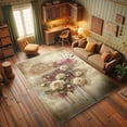 thumbnail image 3 of Ambesonne Rose Decorative Rug Carpet, Art Nostalgia Earthy Floral, 2' 5" x 5', Camel Raspberry, 3 of 5