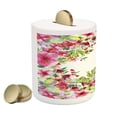 thumbnail image 2 of Watercolor Flower Piggy Bank, Fresh Curly Willow and Dahlia Floral Summer Buds Hand Drawn Print, Ceramic Coin Bank Money Box for Cash Saving, 3.6" X 3.2", Green and Pink, by Ambesonne, 2 of 4