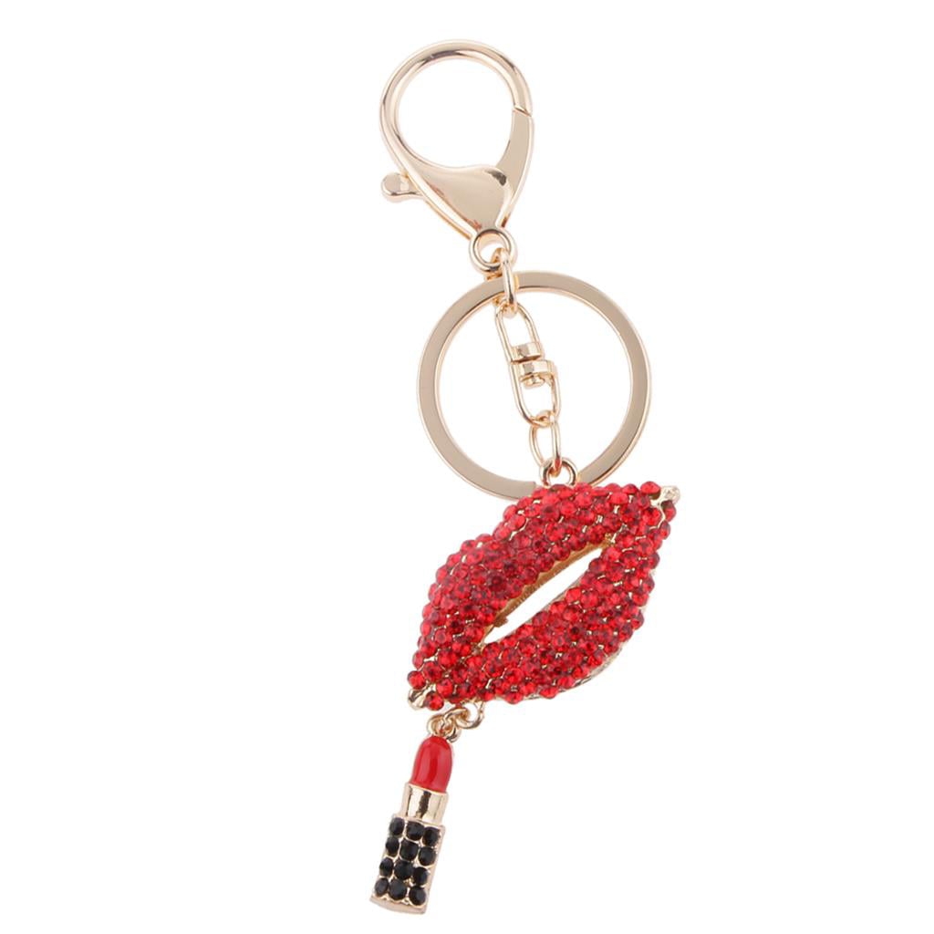 Sparkling Lipstick Lip Women Bag Car Key Accessories Pendant Keychain Gift PICK 
