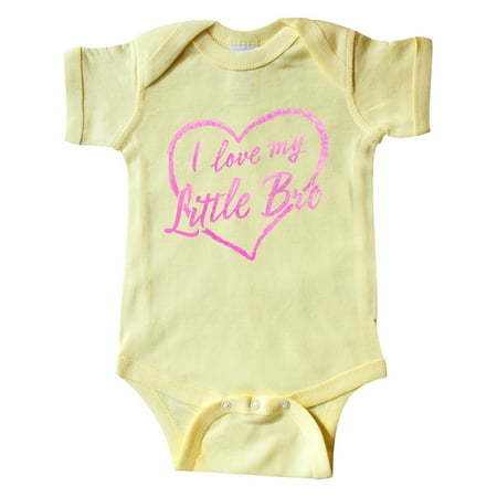 

Inktastic I Love My Little Bro in Pink Chalk Heart Gift Baby Boy or Baby Girl Bodysuit
