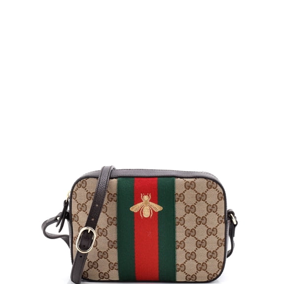 Pre-Owned Bee Web Camera Bag GG Canvas By Rebag