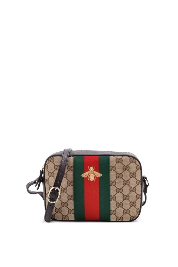 Pre-Owned Bee Web Camera Bag GG Canvas By Rebag