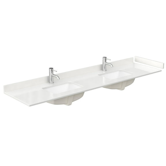 Wyndham Collection WCFQC184DTOPUNSWQ 84" Quartz Vanity Top - White