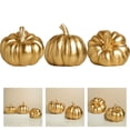 thumbnail image 2 of Gold Pumpkin Autumn Decors Decorative Pumpkin for Halloween Thanksgiving Table Centerpieces Mantles Bowl Party Wedding, 2 of 9