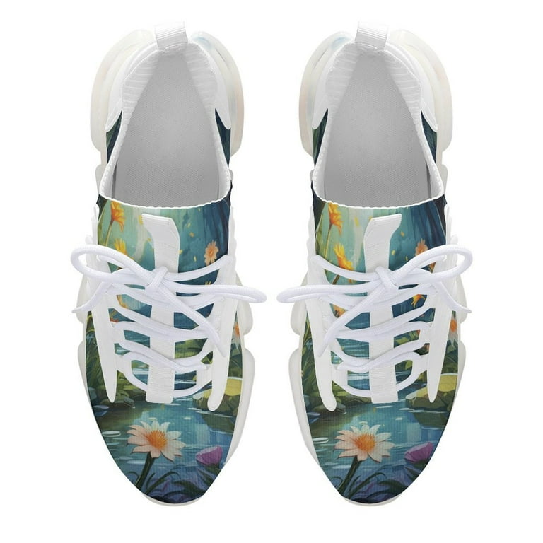 2024 Shuihui Flower Women Or Men Lace Up Flat Sneakers Female Mesh