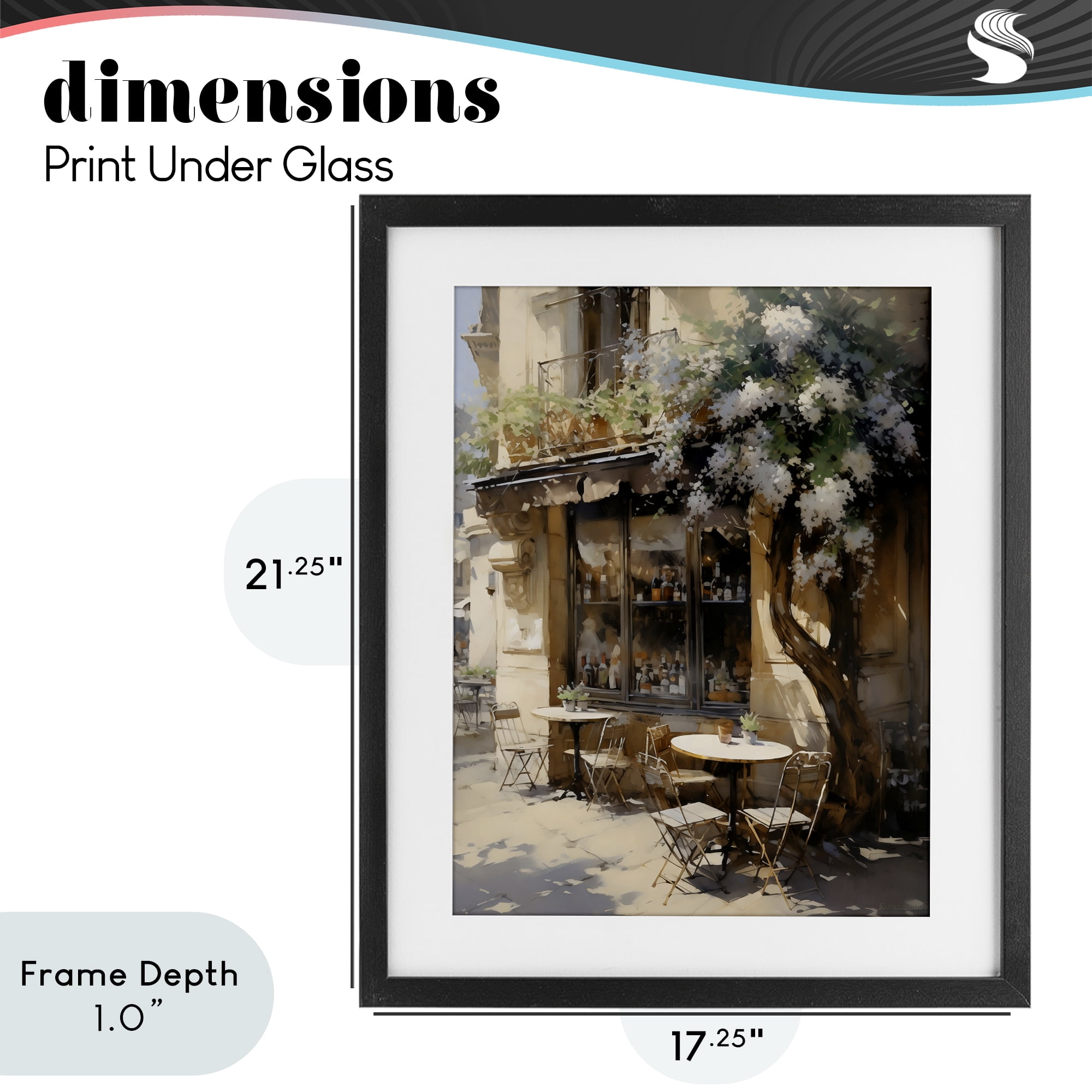 Stupell Industries Sunlit French Cafe Terrace Black Framed Print Under Glass, design by Creative Studio