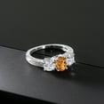thumbnail image 5 of Gem Stone King 10K White Gold Orange Red Madeira Citrine and Lab Grown Diamond Engagement Ring for Women | 1.82 Cttw | Oval 7X5MM | Gemstone November Birthstone | Size 8, 5 of 5