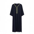 thumbnail image 1 of XDZJLR Men's Shirts Arab Long Sleeve Embroidered Thobe Traditional Middle Robe for Muslim Wear Elegant Dress Long Robe With Pockets Shirts for Men, 1 of 7