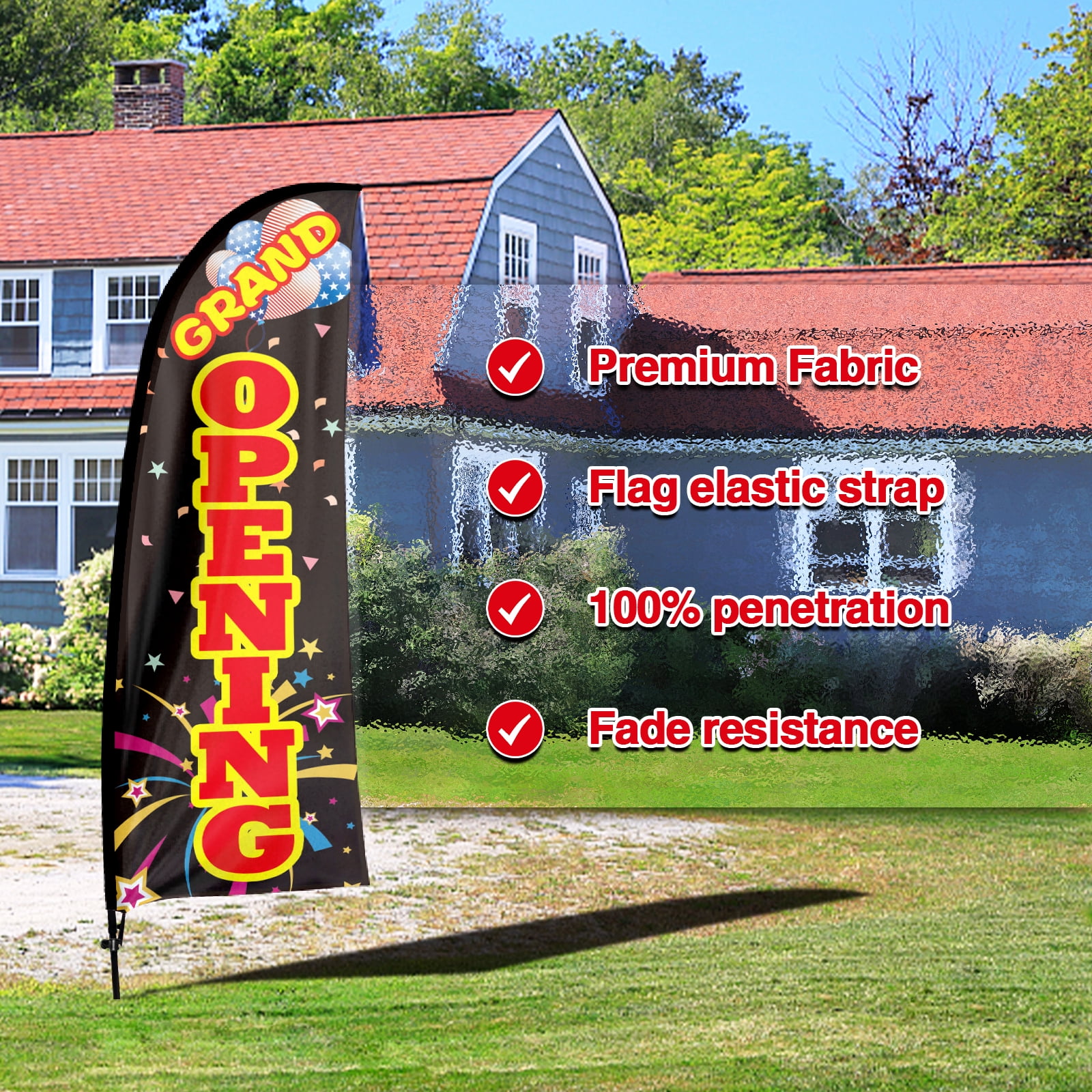 Qsum 7 ft Polyester Grand Opening Outdoor Flag and Banner, Weatherproof