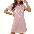 thumbnail image 4 of Pajamas for Women Valentine's Day Gift for Her Oversized Short Nightgown Heart Print Short Sleeve Nightdress Pink, 4 of 5