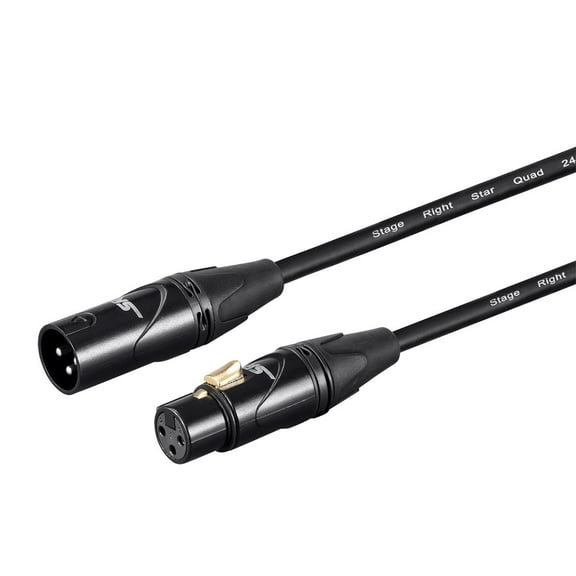 Monoprice Starquad XLR Microphone Cable - 6 Feet - Black | XLR-M to XLR-F, 24AWG, Optimized for Analog Audio - Gold Contacts - Stage Right Series