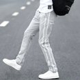 thumbnail image 4 of Pantalones casuales blancos rotos de tendencia para hombre, pantalones ajustados de moda para hombre, novedad en ropa de calle holgada, elegante, de algodón con bolsillos anchos, 4 of 5