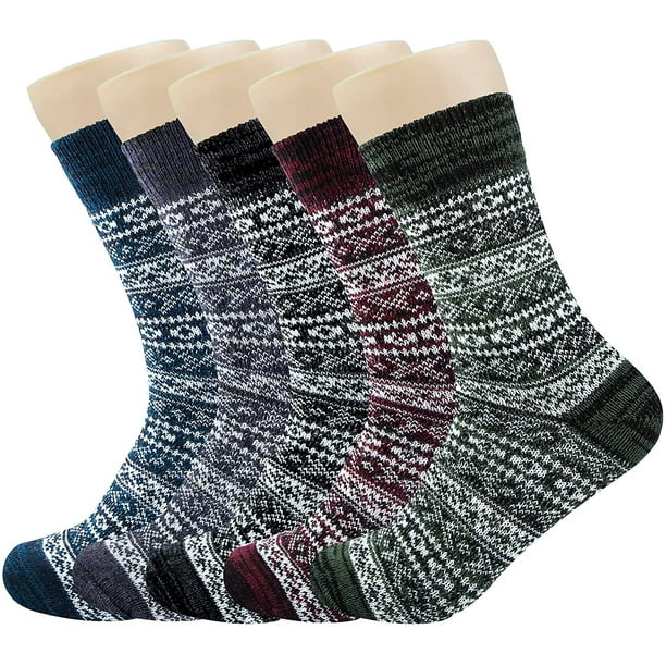 Chaussettes en laine pour femme, 5 paires de chaussettes chaudes d
