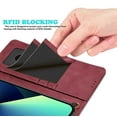 thumbnail image 6 of Wallet Phone Cases for iPhone 13 Pro / 13 Mini / 13 Pro Max, Njjex PU Leather [Wrist Straps] [RFID Blocking 3 Card Slots 3] Flip Folio Wallet Case Cover -Wine Red, 6 of 8