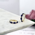 thumbnail image 4 of Gem Stone King 4.70 Ct Oval Blue Sapphire 18K Yellow Gold Plated Silver Hoop Earrings, 4 of 4