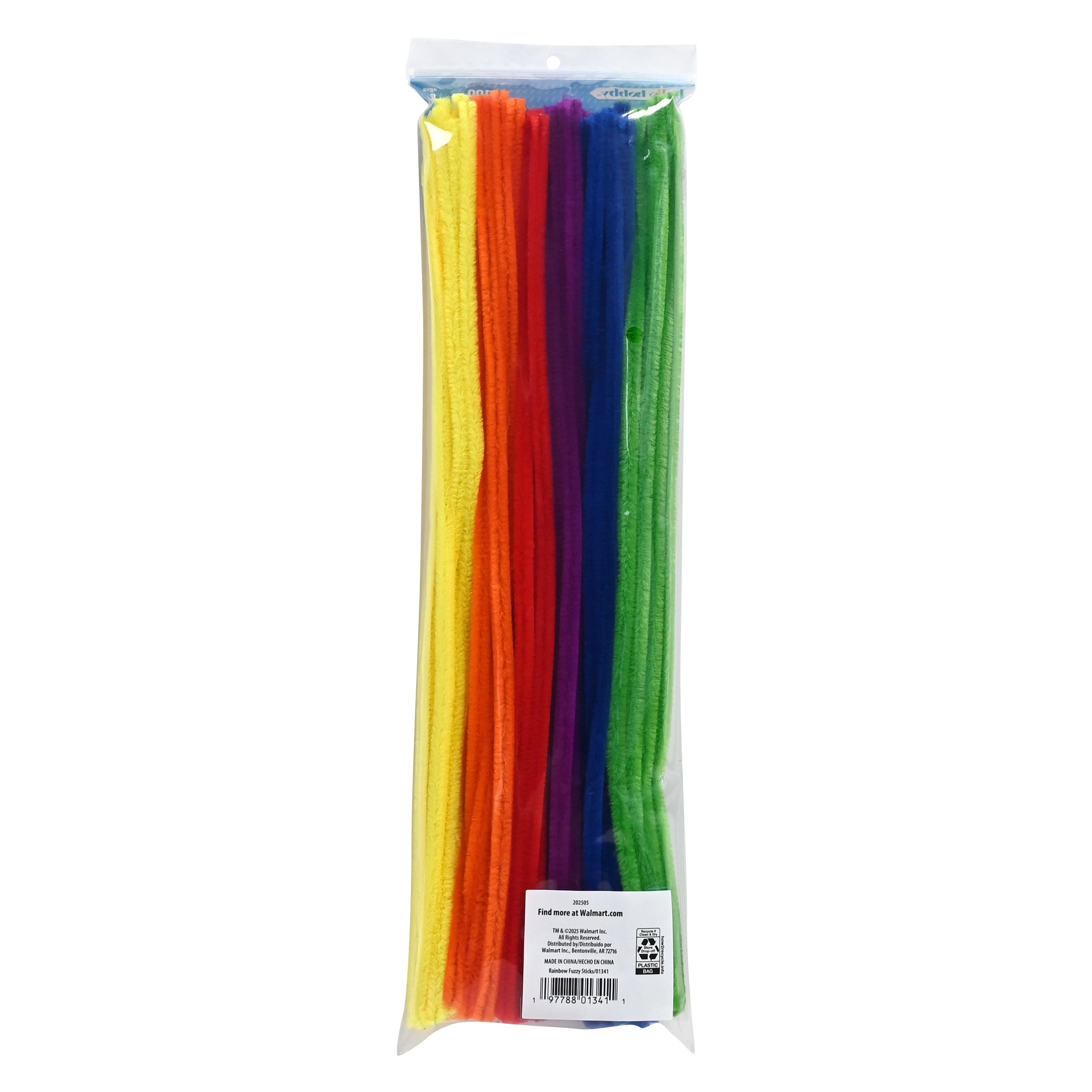 Hello Hobby Rainbow Multicolor Chenille Fuzzy Sticks, 100 Count for Kids Crafts and DIY Projects