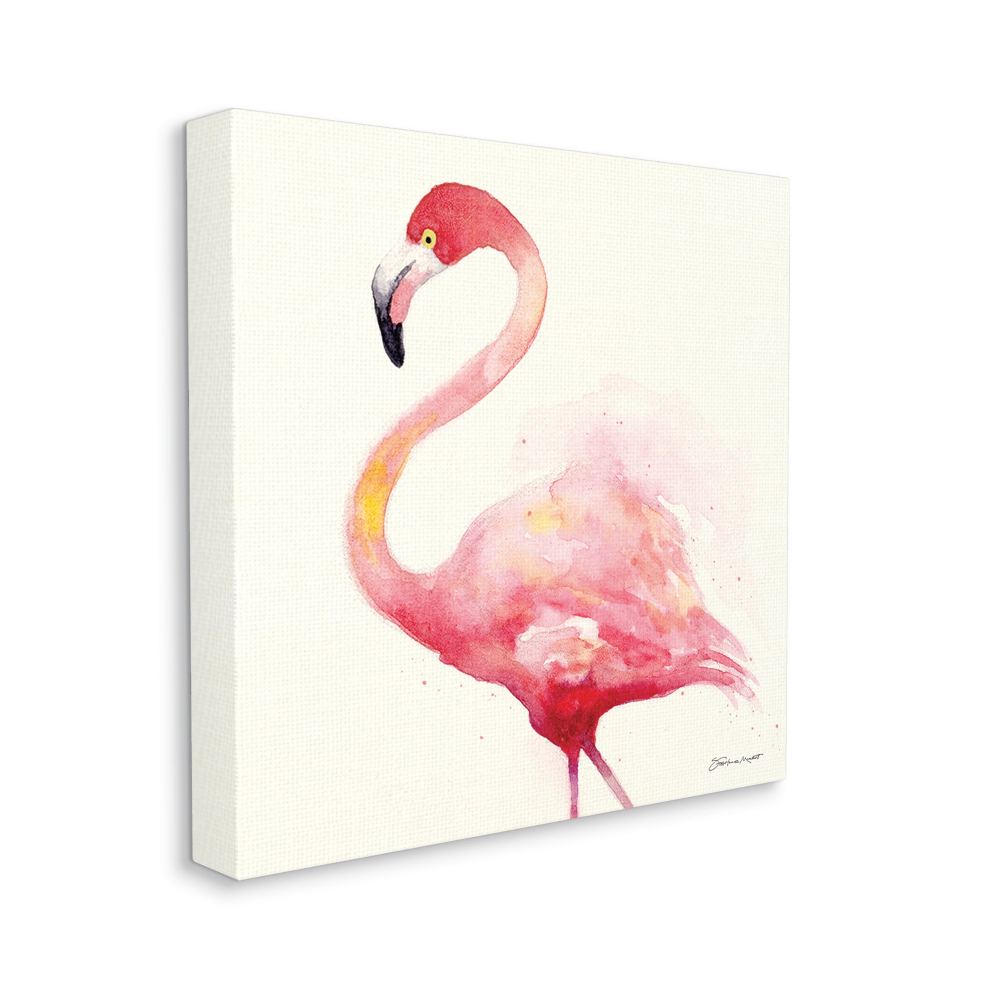 Stupell Minimal Flamingo Bird Watercolor Animals & Insects Painting Gallery Wrapped Canvas Print Wall Art