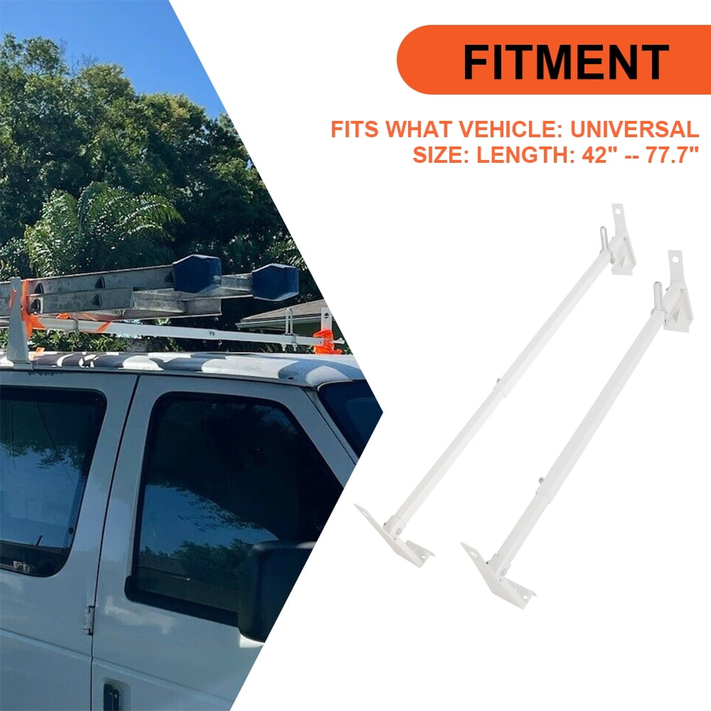 Kojem Adjustable Roof Rack for 1999-2007 Chevy Express GMC Savana Ford E-Series 700 Lb White for Ladder Cargo