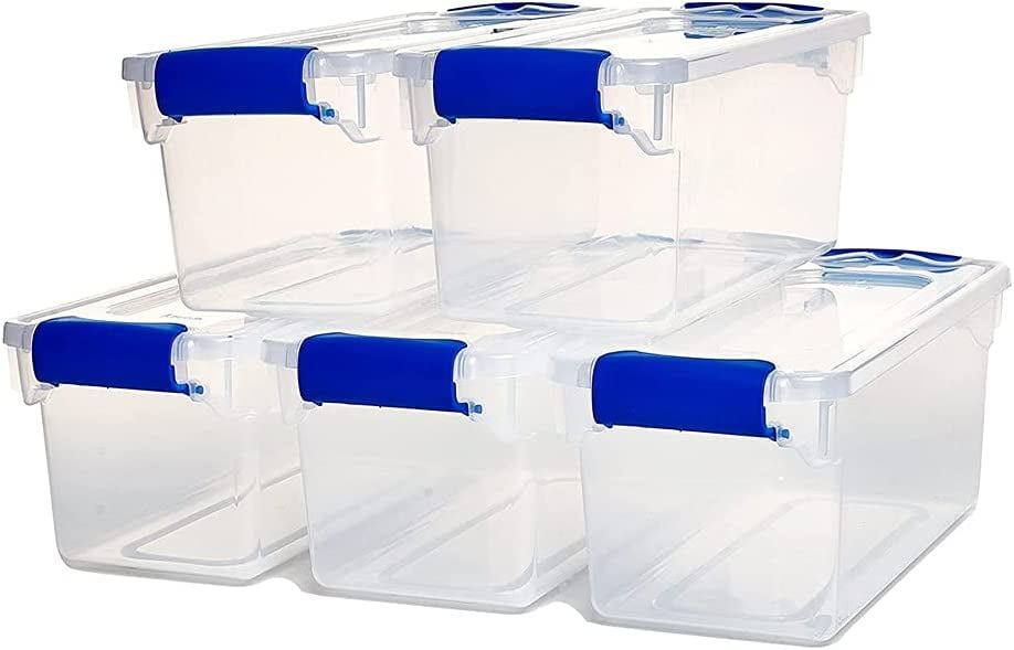 Heavy Duty Modular Stackable Storage Tote Containers with Latching Lids