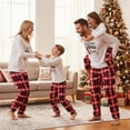 thumbnail image 4 of Family Matching Pajamas Sets Christmas Letters Printed Long Sleeve Tops Plaid Pants Sleepwear, 4 of 7