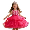 thumbnail image 1 of FhsagQ Robe de Fête Sans Manches pour Fille, Robe à Volants, Robe Tutu de Cérémonie pour Fille (Rose Vif Taille 2-3 Ans), 1 of 7