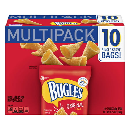 Bugles Original Crispy Corn Snacks 10 Bag Mulitpack, 8.75