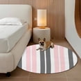 thumbnail image 3 of Pink and Round Living Room Rugs 3.3 ft, Grey Striped Rectangular Geometric Washable Area Rug with Non-Slip Sturdy Edge Binding Round Front Door Mat Floor Carpet for Entryway, 3 of 9