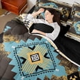 thumbnail image 4 of jejeloiu Vintage Aztec Rhombus 7pcs Bedding Comforter Set,Brown Cyan White Queen Bedding Sets,Ancient Bohemian Geometric Queen Sheet Sets For Kids,Luxury Bedroom Decor Reversible, 4 of 8