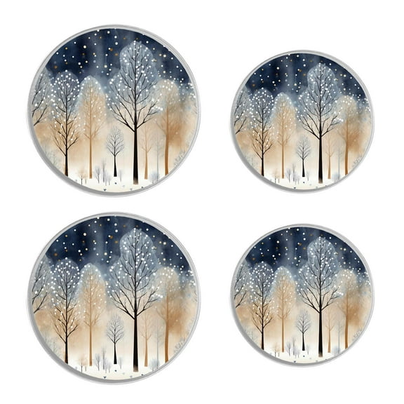 Round Stove Burner Covers 4 Pcs for Home Decor Cooktop Decorative ,Winter Pine Trees and Snowfall picture, Metal Round Stove Burner Covers 8Inch And 10Inch