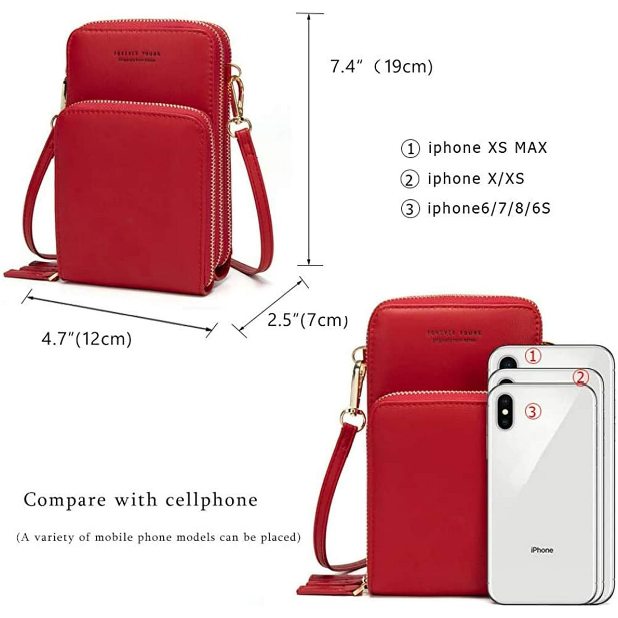 Touch Screen Phone Bag Touch Crossbody Phone Bag for Women Women PU Leather Shoulder Bag Purse Multi Functional Clear Touchscreen Cross Body Purse