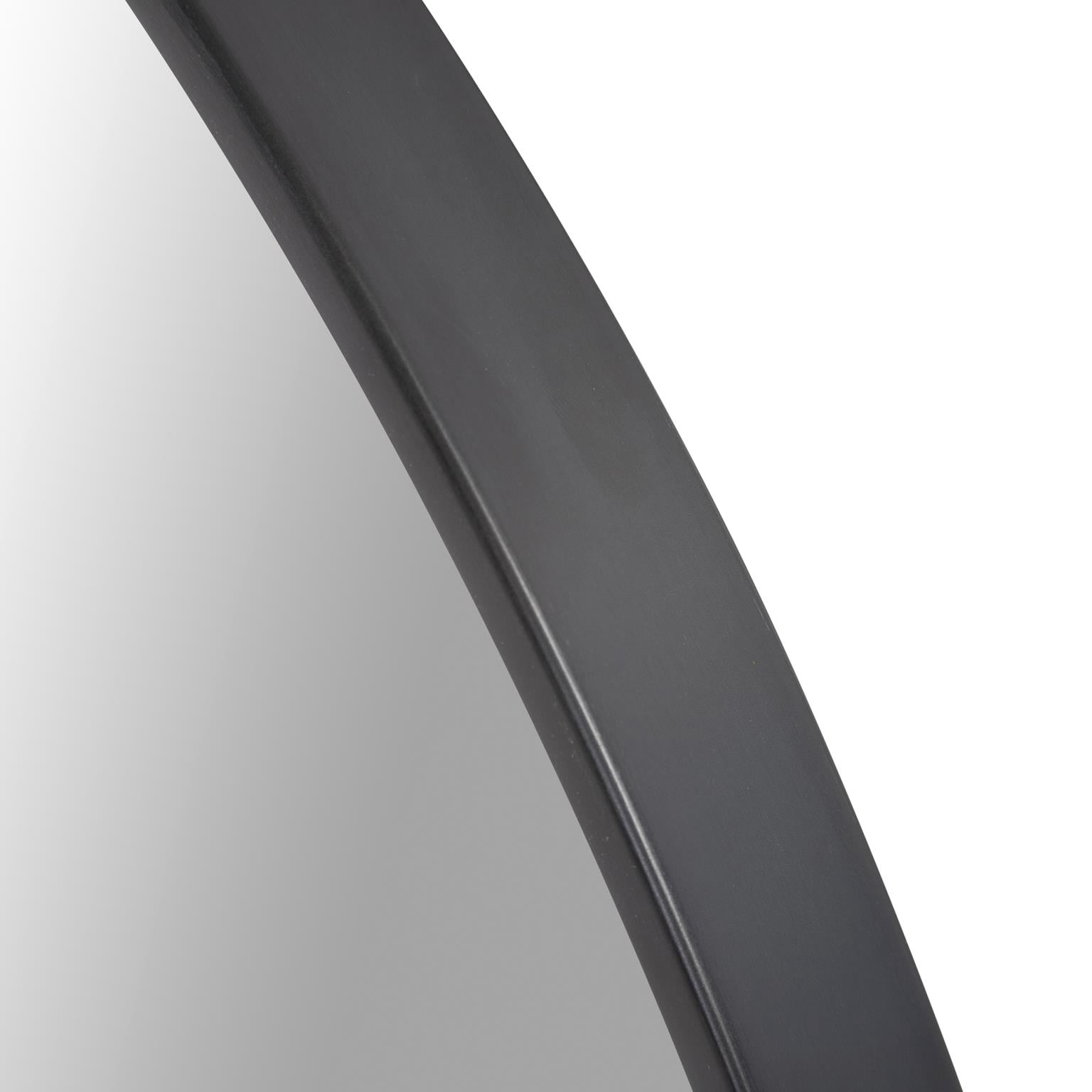 Tyler Dillon Brushed Black Round Stainless Steel Framed Vanity Mirror - 30"D