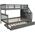 thumbnail image 5 of Harper & Bright Designs Solid Wood Twin over Full Bunk Bed with Twin Size Trundle for Bedroom, Grey, 5 of 7