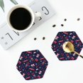 thumbnail image 5 of Disketp Winter Skiing Snowflakes Funny Coasters,6 Pcs Leather Coasters with Holder, Perfect Housewarming Hostess Gifts,Protect Furniture from Water Marks Scratch and Damage,Hexagon, 5 of 7