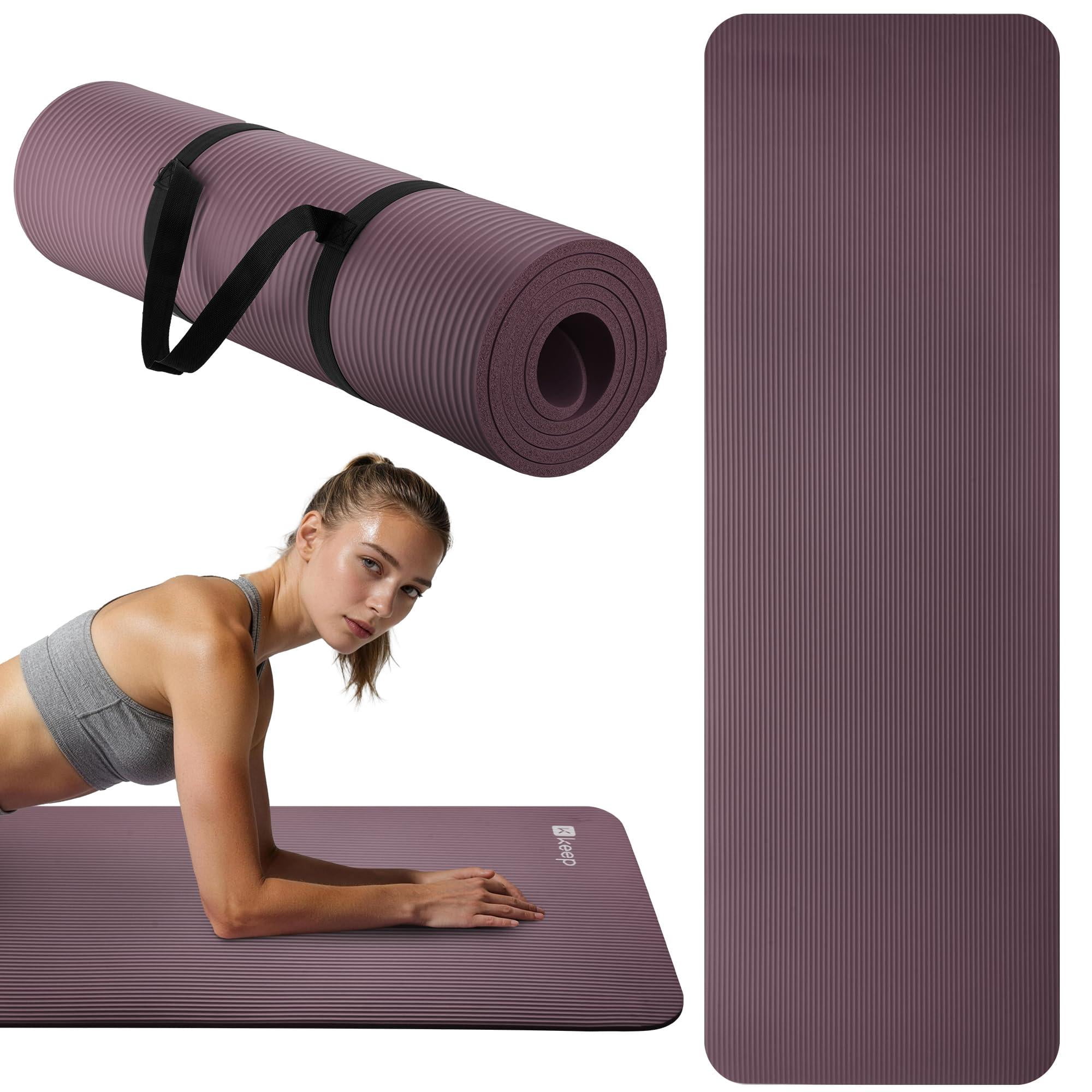 Purple 72”x24”x10mm NBR Yoga Mat for Exercise, Pilates, Stretching and Meditation