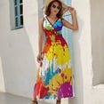 thumbnail image 5 of Splatter Color Background Sleeveless Dress Dresses Women Summer Evening Dresses Ladies Bohemia Long Dresses, 5 of 9