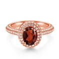 thumbnail image 2 of Gem Stone King 18K Rose Gold Plated Silver Ring Garnet Moissanite (2.14 Cttw), 2 of 5