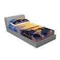 thumbnail image 2 of Ambesonne Tropical Fitted Sheet & Pillow Sham Set, Horizon Sky Beach View, Twin, Royal Blue Marigold, 2 of 2