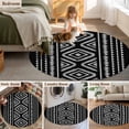 thumbnail image 6 of Round Area Rug 3ft Black Boho Floor Carpets Indoor Floor Area Mat Stain-Proof Mat Circle Rugs for Living Room Dining Room Kitchen Bedroom, Geometric Tribe Bohemian Style Sofa Throw Carpet, 6 of 9