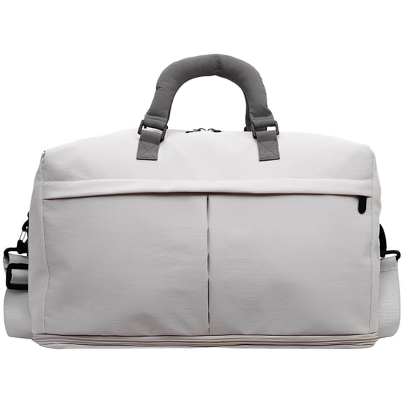 Carry On Duffel Bag for Women, Lightweight Travel Bag, Gym Bag with Multiple Carrying Options, Secure Back Zipper Pocket, Light Gray, 16.9 x 9.8 x 7.9 in / 43 x 25 x 20 cm