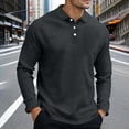thumbnail image 5 of Polos Shirts for Men Solid Color Button Turndown Collar Pullover Top for Business Casual, 5 of 7