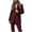Wine, variant on Aoochasliy Womens Pants Clothes Solid Turn Down Collar Long Sleeve Coat Tops + Pants + Belt Trousers Suit Set