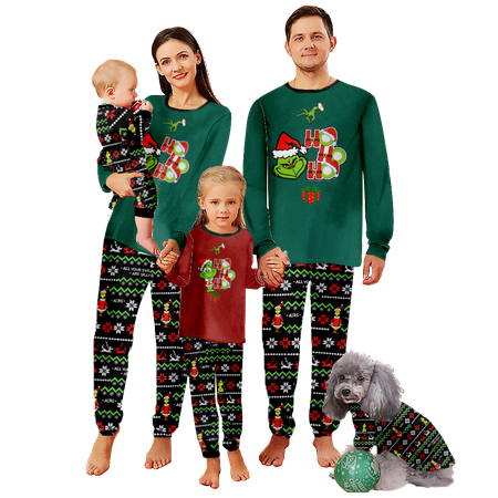 

Family Pajamas Set Grinch Green Hair Monster Family Christmas PJs Matching Sets for Adults and Kids Holiday Xmas Sleepwear Set Steyle 1