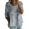 thumbnail image 1 of WZXFASHION T-shirt à Imprimé pour Femmes, T-shirt à Manches Mi-Longues à Col Rond, T-shirt à Manches 3/4, T-shirt Ample Grande Taille pour Femmes, Liquidation, T-shirt à Manches Longues pour Femmes, 1 of 3
