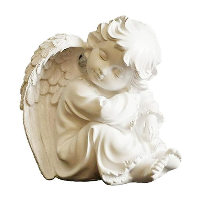 Estatua de ángel, arte abstracto y escultura romántica de resina para mesita de noche o dormitorio. Los 30x15cm